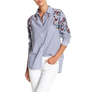 NEW beachlunchlounge Embroidered Striped Shirt